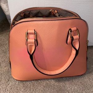 Coral pink crossbody purse